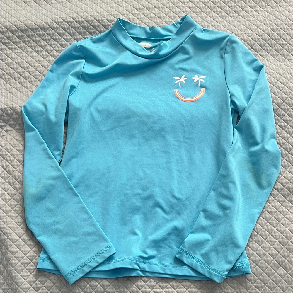 Cat & Jack Blue Rashguard with Palm and Rainbow
